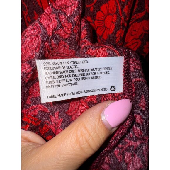 Floral Print Boho Blouse Plus Size XXL Red Black Western Boho Sexy Peplum Top - Picture 7 of 8